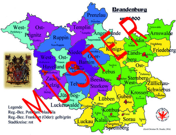 Provinz Brandenburg mit Kreisen um 1900
